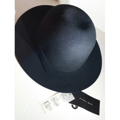 Zara Man Black Wool FedoraFoldable Hat (M)  eb-95053887